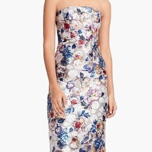 J Crew strapless dress in double-printed floral